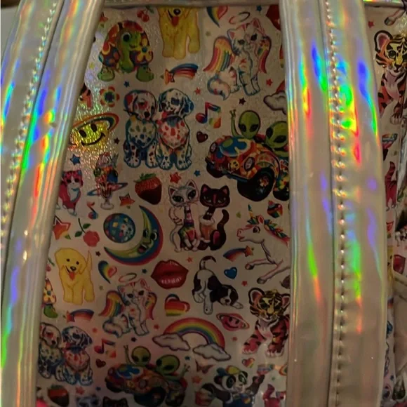 Lisa Frank Loungefly Iridescent Backpack with all Lisa Frank characters Print - Picture 2 of 3